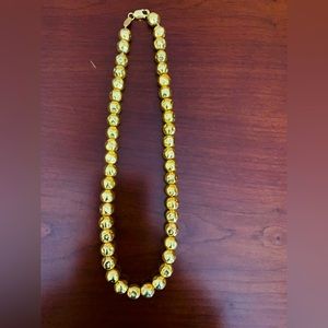 Shiny gold plated real silver necklace large size hand hammered silver balls